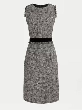 NWT J Crew Classic Black and White Sparkling Tweed Sheath Dress Holiday Size 14